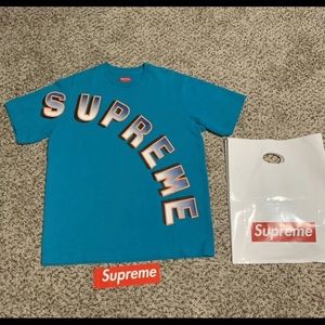 Supreme Gradient Arc Logo T-Shirt, medium, teal.
